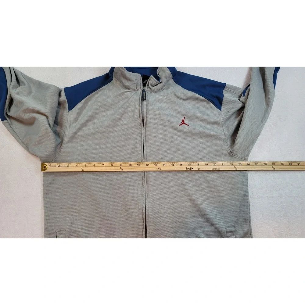 Jordan LOGO FullZip Jacket Adult Mens Size Large Gray Blue Track Warm Up Pockets